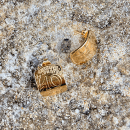 boucles d'oreilles oscar le ptit franc réalisé à partir de pièces de 10 centimes de franc véritables.